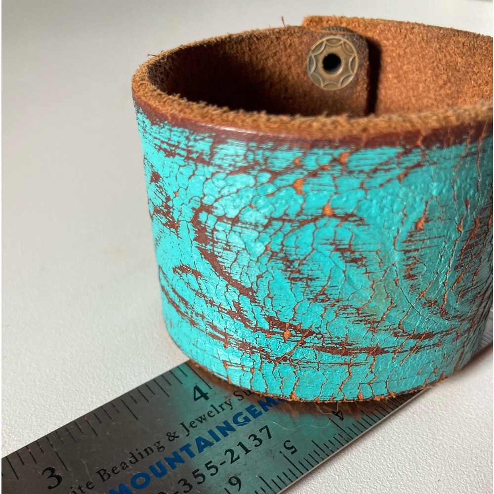 Turquoise leather cuff bracelet